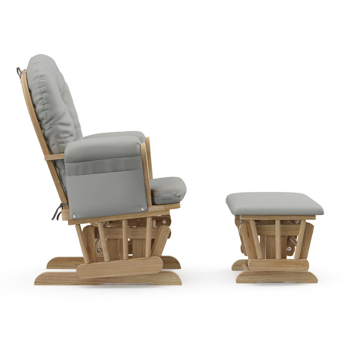 Storkcraft Hoop Fauteuil bercant et pouf - Natural avec gris clair