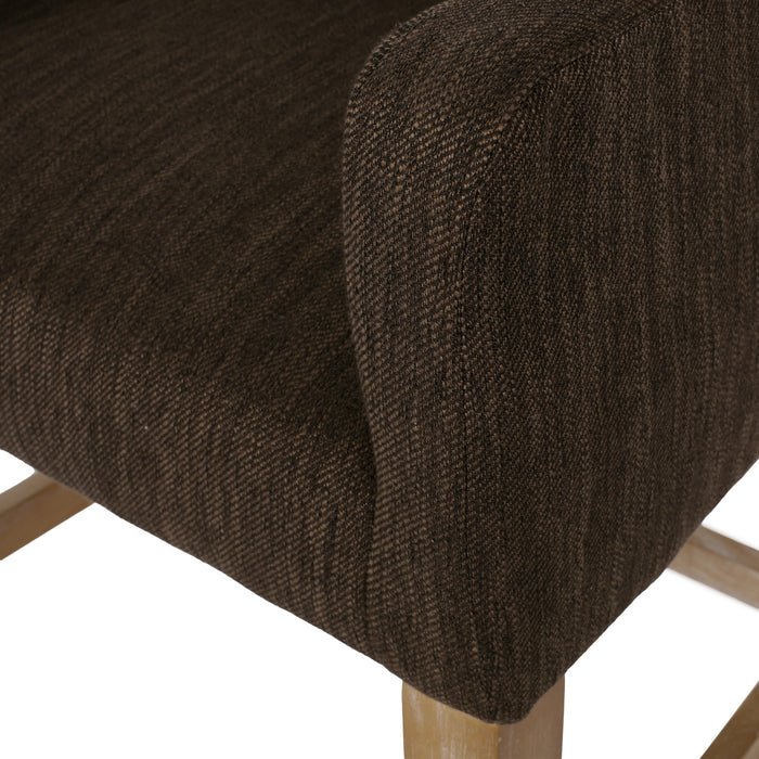 Ensemble De 2 Tabourets De Comptoir Gabrielle, Assise 66 cm – Tissu Rembourre Et Pieds En Bois Massif, Brun