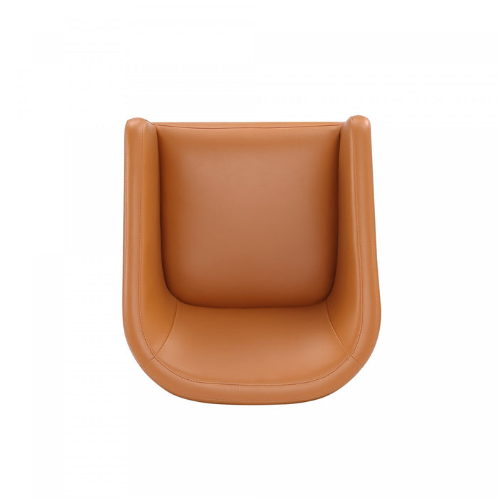 Fauteuil moderne Anna en cuir vegetalien couleur brun selle - Lot de 2