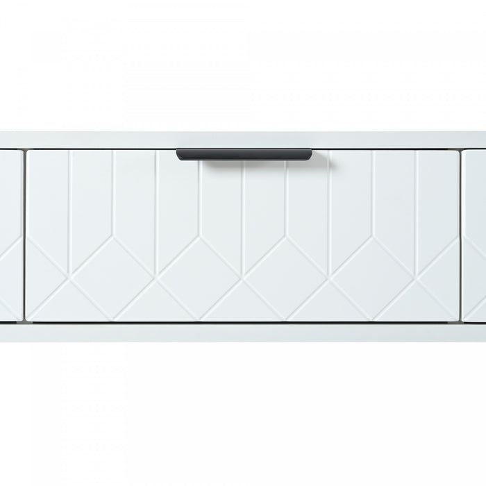 Horizon Table Console Moderne avec Tiroirs Geometriques et Cadre Dore, Blanc/Noir