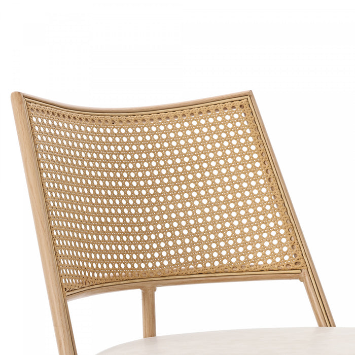 Chaises de salle a manger modernes Oliver avec assise rembourree en PU et dossier en rotin PE, lot de 6, beige