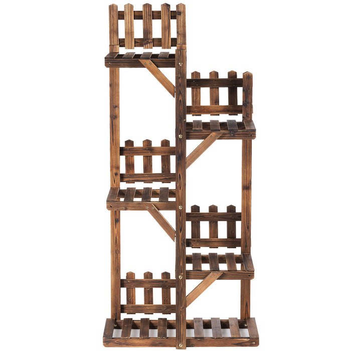 Etagere A Fleurs En Bois A 5 Niveaux, Support De Pots Avec Grande Capacite Pour Decoration, Porte-plantes Exterieur Ou Interieur En Couleur Marron, Presentoir Parfait Pour Maison, Jardin, Balcon