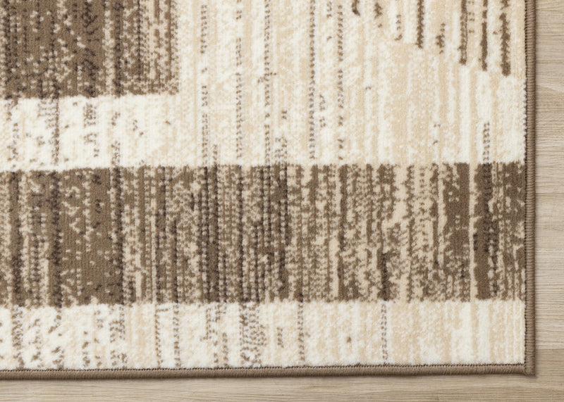 Carpette Forte brune, beige et crème à motif géométrique abstrait - 7 pi 9 po x 10 pi 6 po