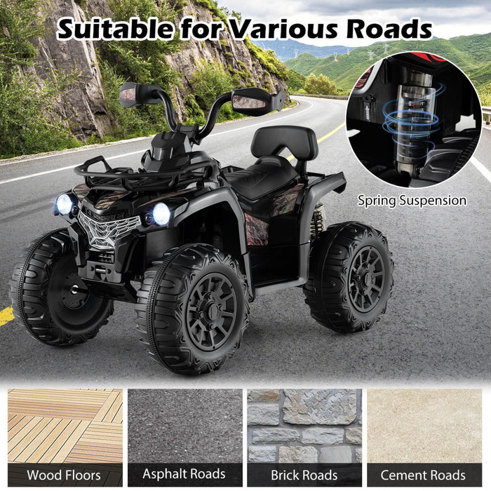 Costway 12v Kids Ride On Atv 4 Wheeler Vehicule Electrique Avec Musique Et Phares Demarrage Souple Noir