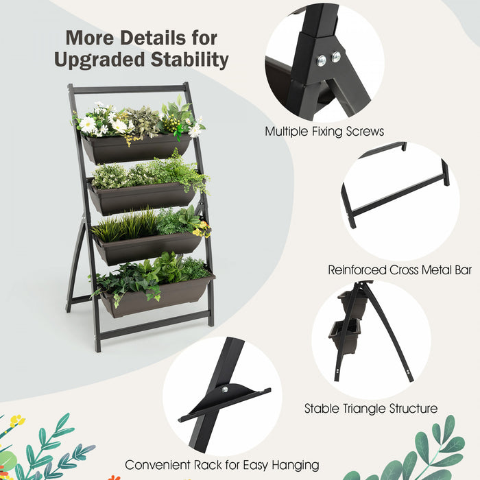 Costway 2pcs 4 Ft 4-tier Lit De Jardin Eleve Vertical Planteur Eleve W / 4 Boites De Conteneur