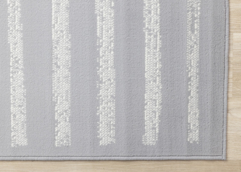 Carpette Forte grise et blanche à motif de rayures modernes - 7 pi 9 po x 10 pi 6 po