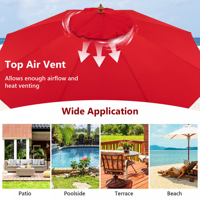 Costway Parasol de marche a poulie en corde 9,5FT avec baleines en fibre de verre Rouge