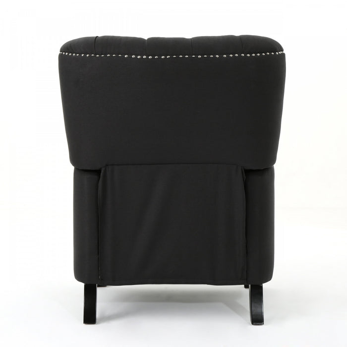 Lily Fauteuil Relax Inclinable A Dossier Inclinable En Tissu Aspect Lin Avec Clous Decoratifs, Gris Fonce Antique