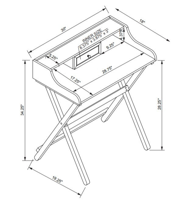 Bureau pliant Coy - gris