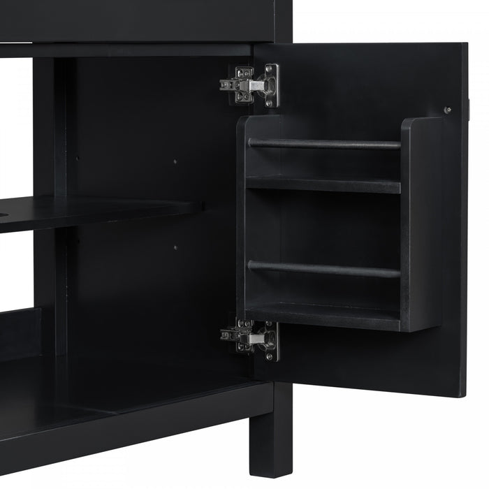 Meuble de salle de bain moderne Baker 30 pouces avec lavabo ceramique et rangement, noir