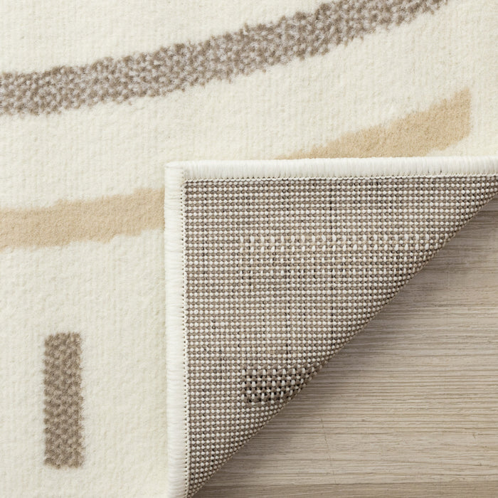 Tapis Florence a motifs de lignes courbes creme, beige et brun, 2'7\" x 4'11\"