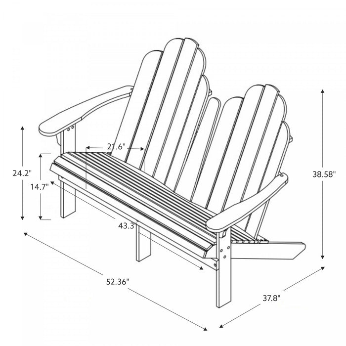 Banc Adirondack à deux places pour la terrasse - teck