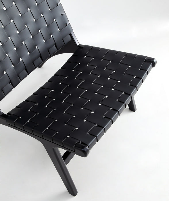 Fauteuil d’appoint Maintenon Industry Chic en bois et cuir vegetalien noir – Lot de 2