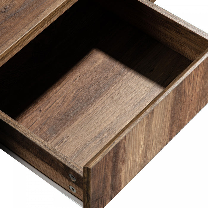 Table Basse Kay Avec Tiroir Sans Poignee Et Double Rangement, Gris