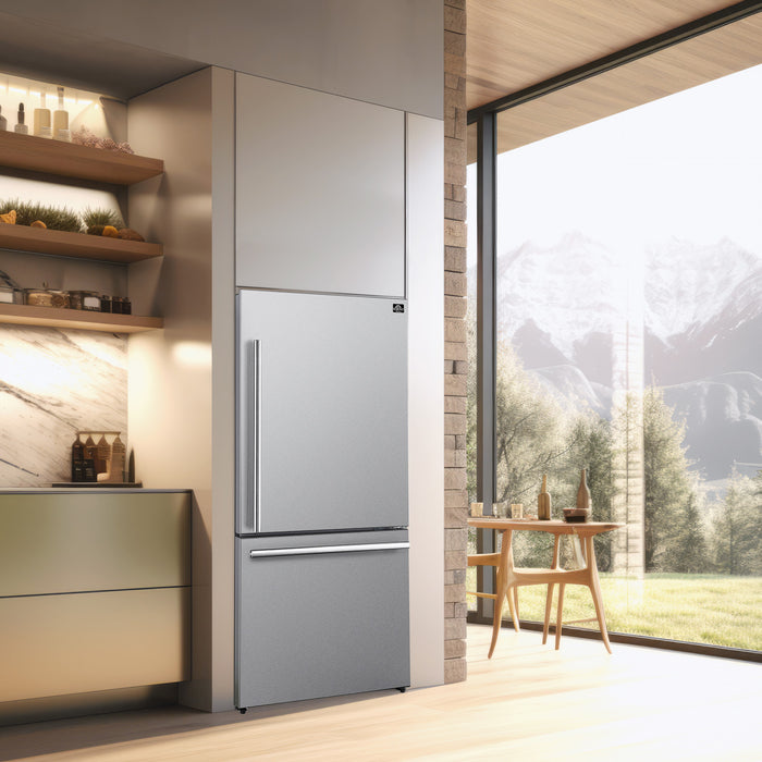 Refrigerateur Milano Espresso de 31 po avec congelateur inferieur, acier inoxydable, 17,2 pi³ – FFFFD1785-31S