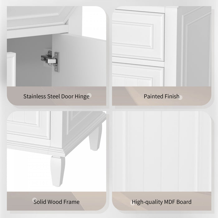 Vivo Meuble-Lavabo Simple 24 po avec Tiroir Bascule et Pieds en Bois Massif, Blanc