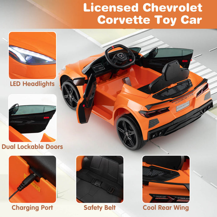 Costway 12v Electrique Enfants Ride On Car Avec Telecommande Connection Sans Fil Lumieres Orange