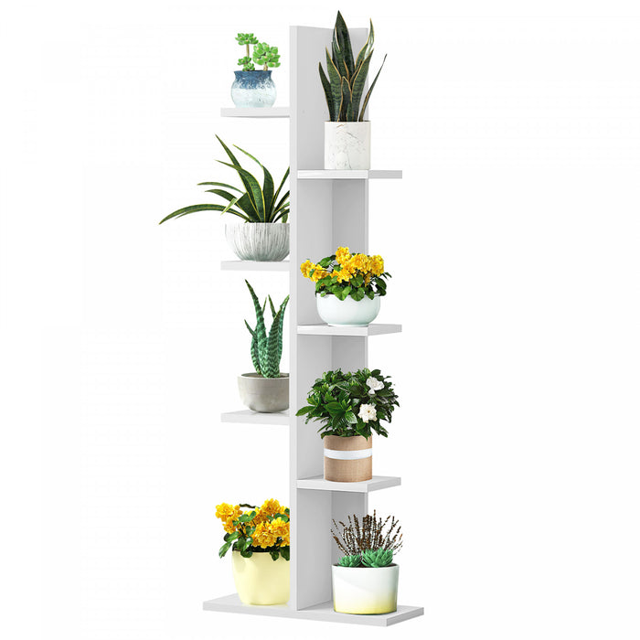 Costway Open Concept Bibliotheque Plante Affichage Etagere Rack Stockage Holder Bois Blanc
