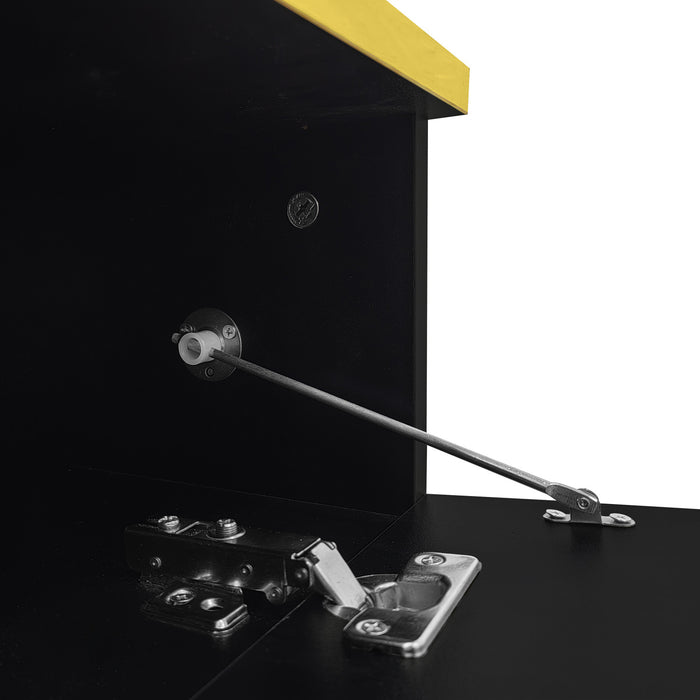 Maxwell Table Basse Haute Brillance de 39,4\" avec Verre et Effet LED, Noir