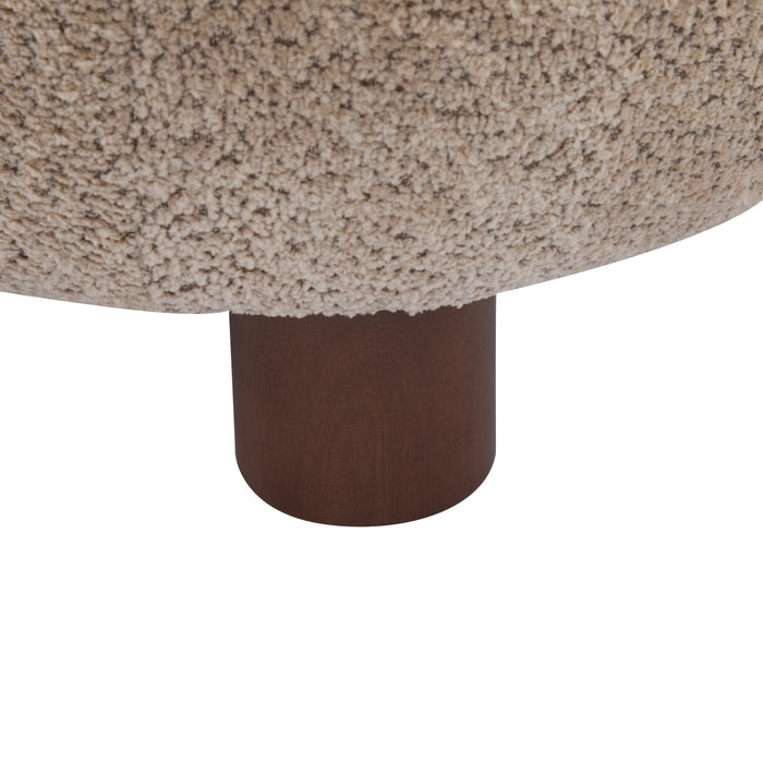 Nube Fauteuil d'Appoint Moderne en Bouclette a Dossier Courbe et Quatre Pieds, Brun Clair, Noyer