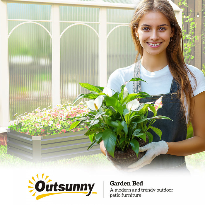 Outsunny Lit De Jardin Sureleve 8x2x1pi, Jardiniere Surelevee Galvanisee