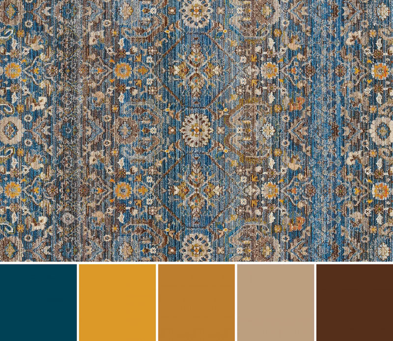 Tapis Traditionnel Gianna 2'6\" x 8'0\" en Bleu