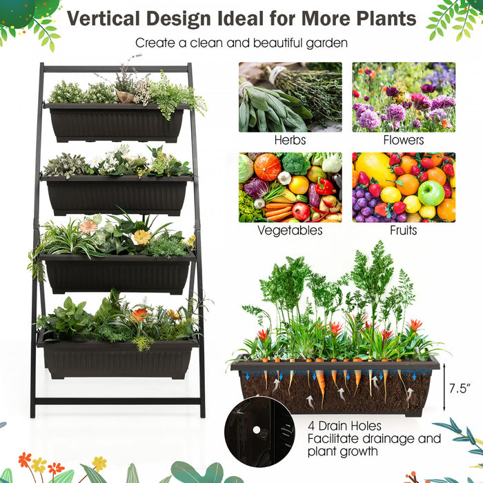 Costway 5 Ft 4-tier Vertical Souleve Lit De Jardin Eleve Planter Boite W / 4 Boites De Conteneur