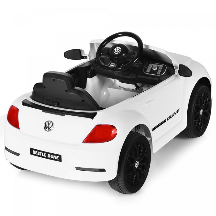 Voiture Electrique 12v Pour Enfants Costway, Sous Licence Volkswagen Beetle Avec Telecommande Et Musique, Blanc