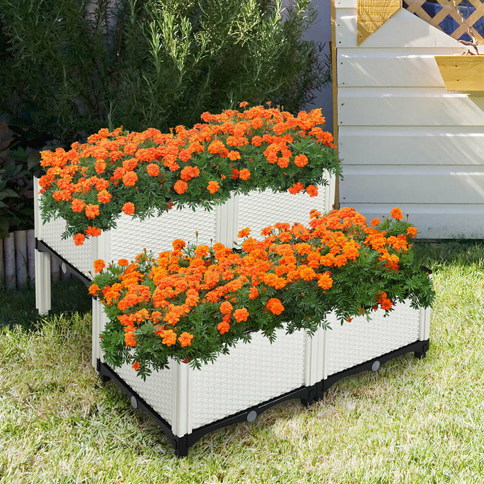 Lot De 4 Jardinieres Sur Pieds Costway