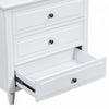 U_Style 28 Inch Painted Nightstand with 3 Smooth-Glide Drawers and Rubberwood Legs, White | U_Style Table de Nuit Peinte 28 po avec 3 Tiroirs a Glissiere Douce et Pieds en Bois de Caoutchouc, Blanc