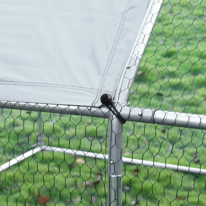 Pawhut Poulailler En Metal De 18,5 Pi Avec Toit, Cloture Pour Poulailler, Cage A Poulet, Enclos A Poulet Exterieur