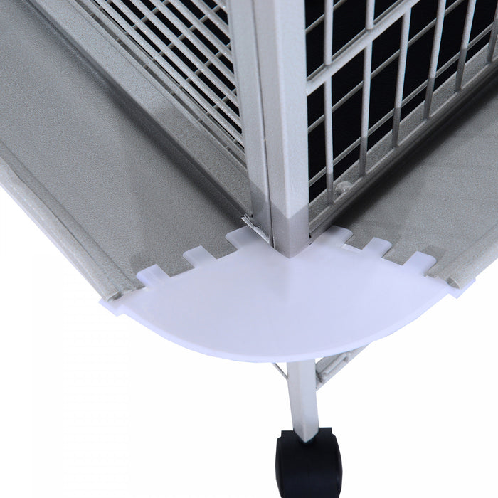 Pawhut D10-016 160 Cm Grand Support Pour Cage A Perroquet A Oiseaux Mangeoire A Pinsons Maison Perchoir Avec Bol Et Roues Argente