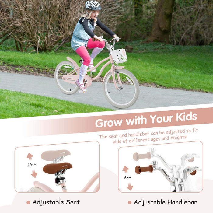 Prorider 20\" Velo Pour Enfants Avec Guidon Reglable En Hauteur Et Frein A Main Du Siege Et Frein De Montagne Rose