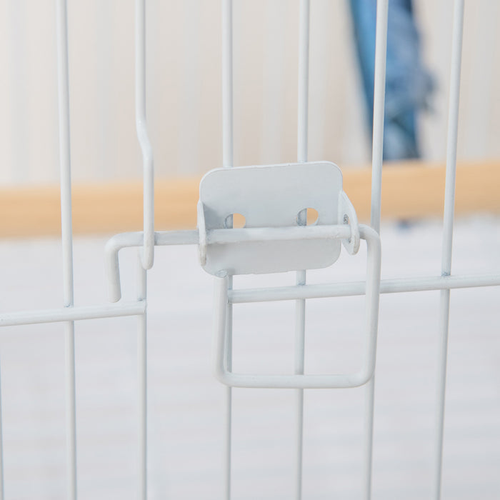 Pawhut Grande Cage A Oiseaux En Metal De 54'' Avec Support Roulant Detachable, Etagere De Rangement, Perchoir En Bois, Contenant A Nourriture, Blanc