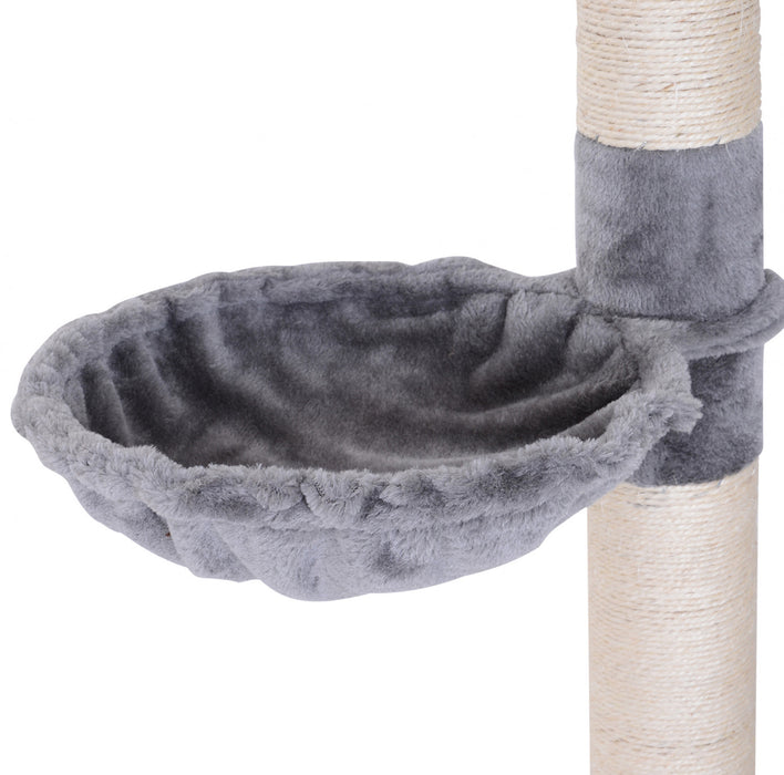 Pawhut Arbre D'escalade Pour Chat De 8,5 Pieds Centre D'activites Kitty A 5 Niveaux Jouet D'escalade Pour Chat Du Sol Au Plafond Avec Poteau A Gratter Meubles Pour Animaux Gris