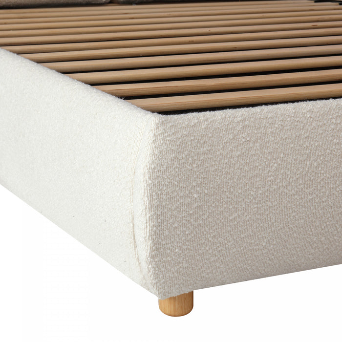 Diana Ottoman Hydraulic Lift Storage Platform Bed with Luxurious Boucle Upholstered and Sturdy Storage,King Size,White