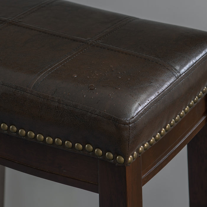 Tabouret Claridge de hauteur comptoir en similicuir et sans dossier - brun
