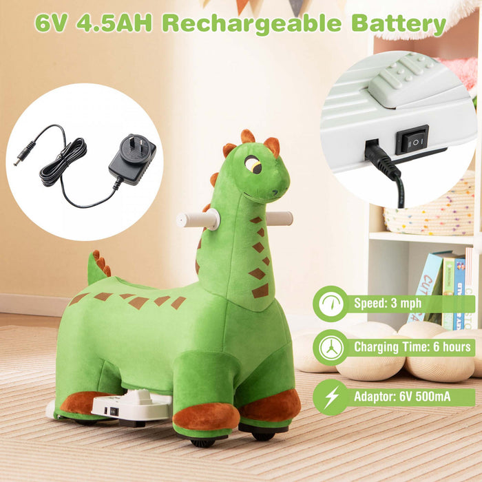 Costway 6v Kids Ride Sur Dinosaur Avec Pedale De Pied De Mer Rembourree Musique En Avant Et Roues