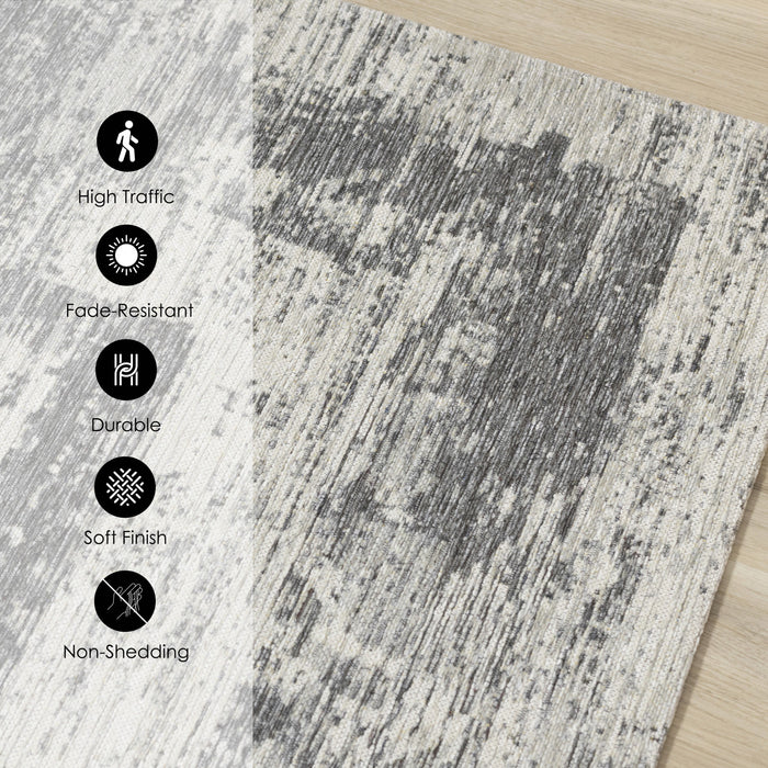 Tapis Kylie bordures gris delave, 5'1\" x 7'7\"