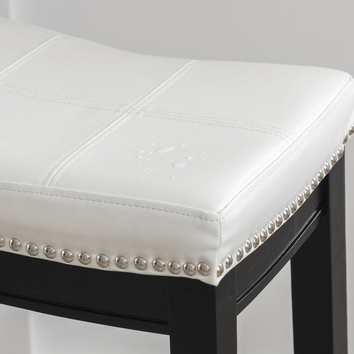 Tabouret Claridge de hauteur comptoir en similicuir et sans dossier - noir et blanc