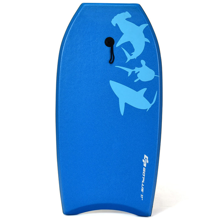 Planche De Bodyboard Surf 33 Pouces (83 X 48 X 6 Cm) Avec Sangle De 83 Cm Et Motif Requin Bleu Pour Debutant Enfant Adulte Xpe+hdpe 0.6kg