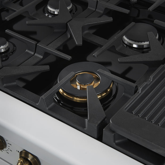 Cuisiniere a gaz Antico de 48\",blanc, avec double four – FFSGS6219-48BLK