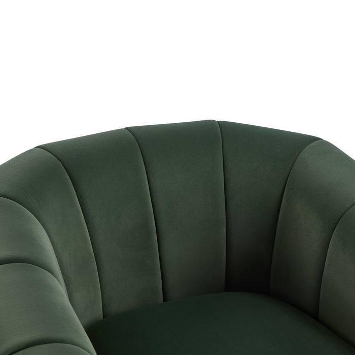 Vela Fauteuil Club Moderne en Velours Pivotant a Coque, Noir, Vert Olive