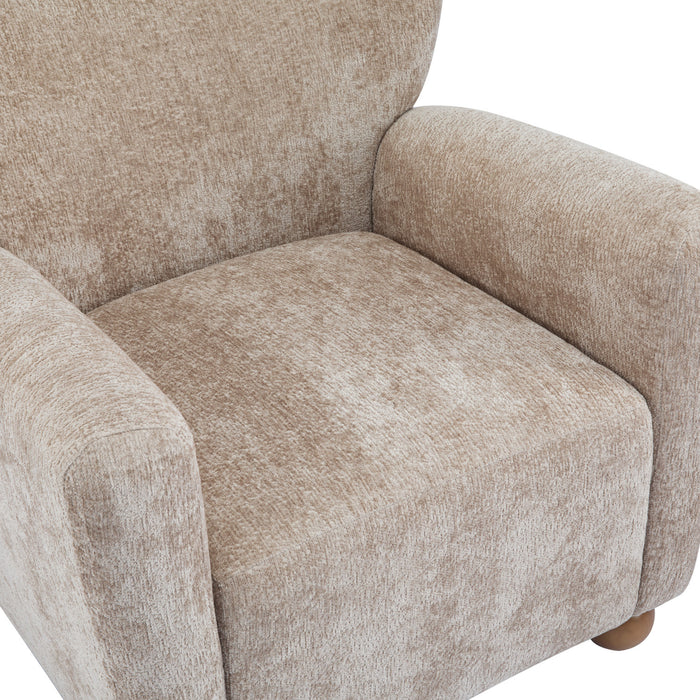 Wingate Fauteuil Aile Confortable en Tissu Premium et Pieds en Bois Massif, Brun Beige