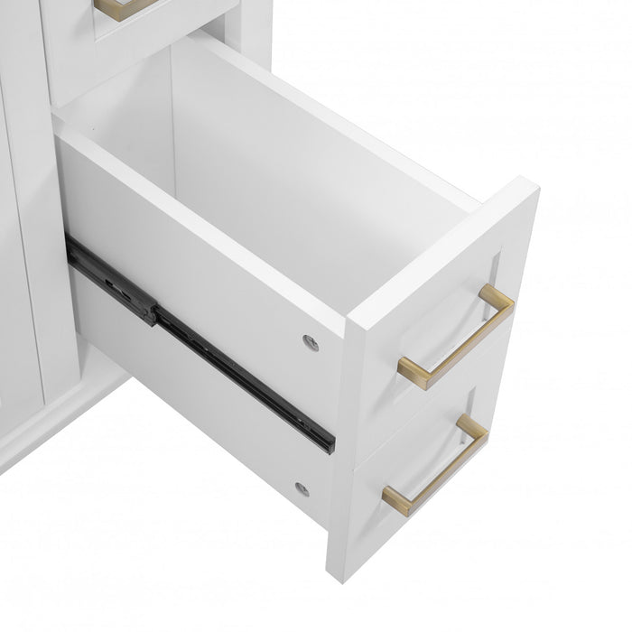 Savannah Meuble de salle de bain 30 pouces avec vasque en ceramique et armoire de rangement spacieux, Blanc