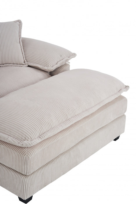 Liam Canape d'interieur moderne en velours cotele 46,9\" avec 2 coussins moelleux, Blanc