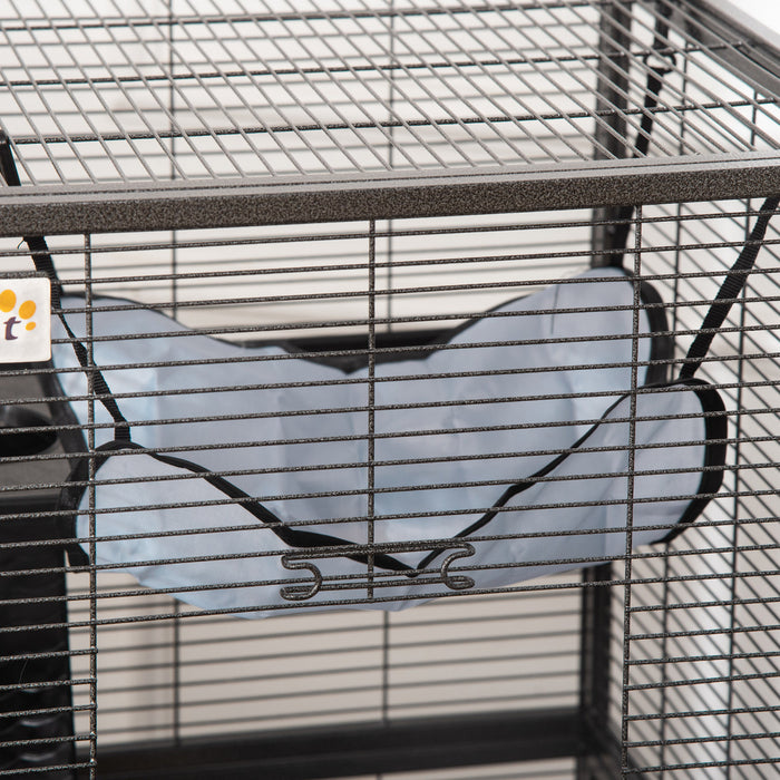 Cage Pour Petits Animaux Portable Avec 2 Portes Hamac Metal Pp 52 X 52 X 113,5 Cm Gris