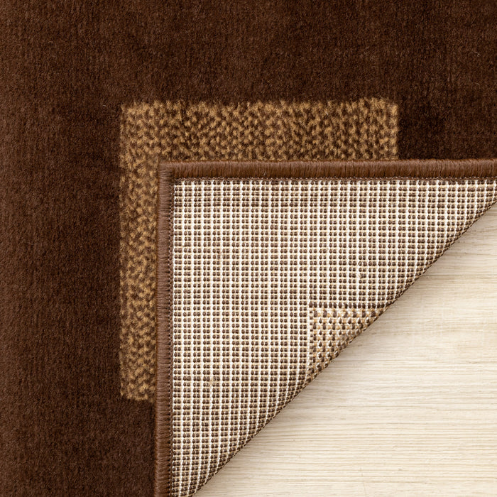 Tapis Florence a carreaux superposes marron et beige, 5'3\" x 7'5\"