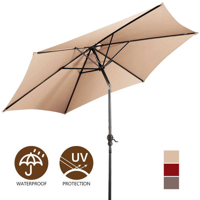 Costway Parasol de Patio 9FT Marche d'Exterieur en Acier Incline avec Manivelle Ombre Solaire Cour Jardin