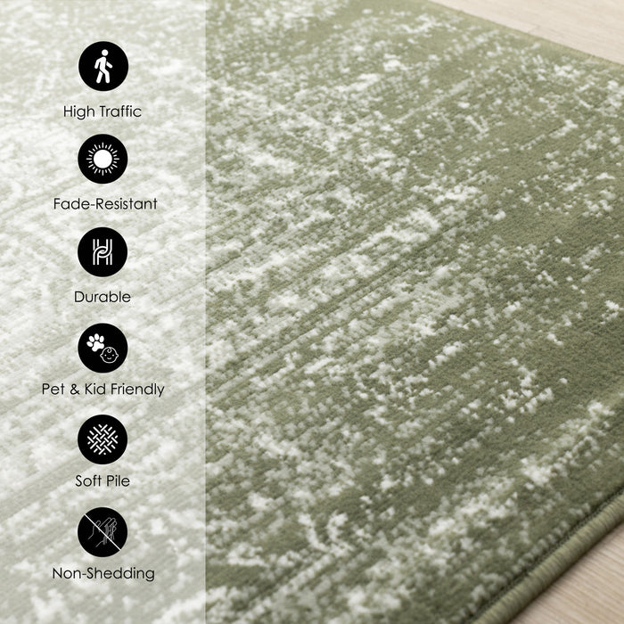 Tapis Florence vert et blanc elegant et classique, 7'9\" x 10'6\"